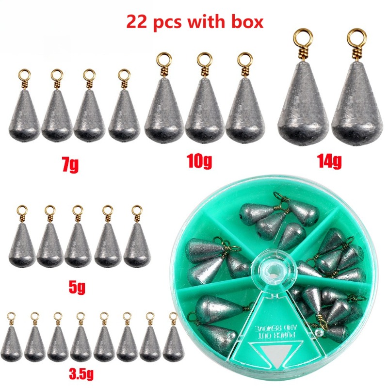 22Pcs with box Lead Fishing Si - Bite Alarm Fishing ulasan dan harga